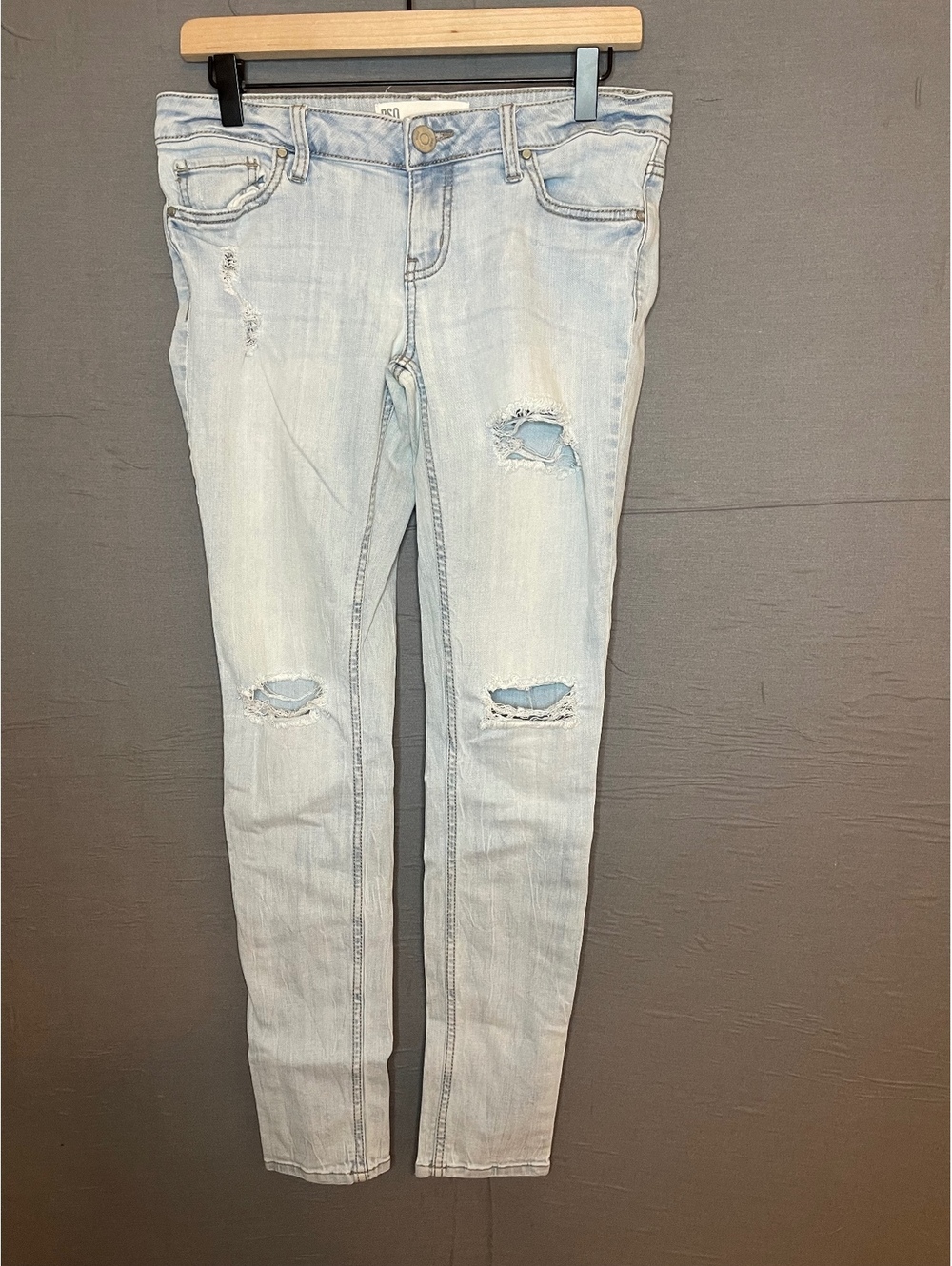 RSQ Jeans Women Size 7 Ibiza Skinny Distressed Light Wash Denim Pants 15x28